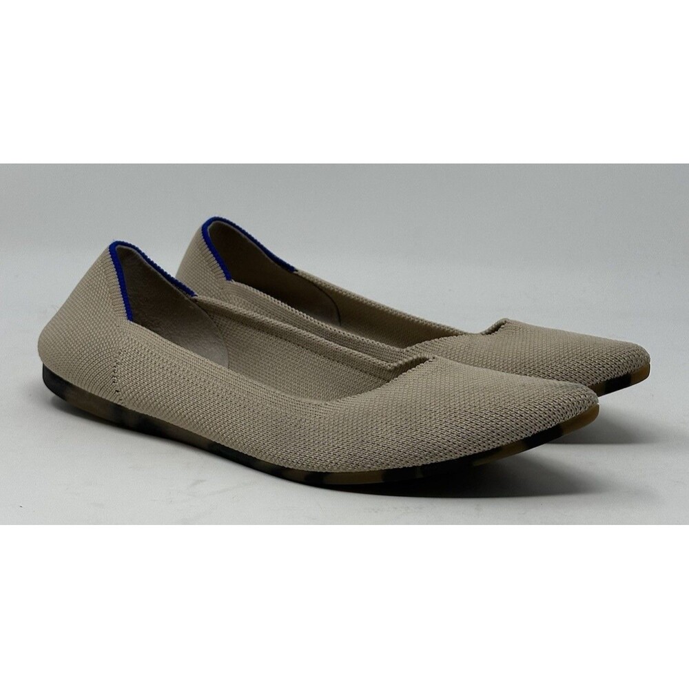 Rothy's The Point Flats Womens 7 Beige Knit Pointed Toe Washable Casual Shoes